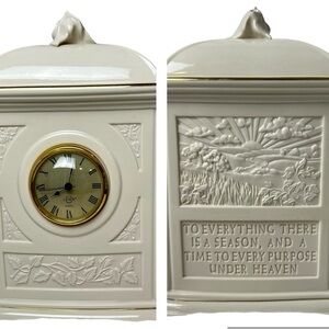 Lenox Four Seasons Mantle Clock Vintage 12” Ivory with Gold USA Made Battery Pwr